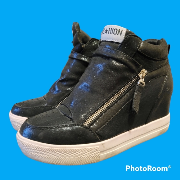 Black heels ankle sneakers shoes - Picture 1 of 7